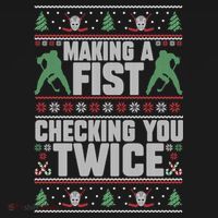 Making A Fist Checking You Twice Hockey Player Christmas Cool Gift Women's Hoodie thumb 2