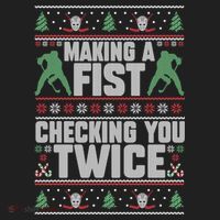 Making A Fist Checking You Twice Hockey Player Christmas Cool Gift Golf Towel thumb 3