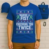 Making A Fist Checking You Twice Hockey Player Christmas Cool Gift T-Shirt thumb 6