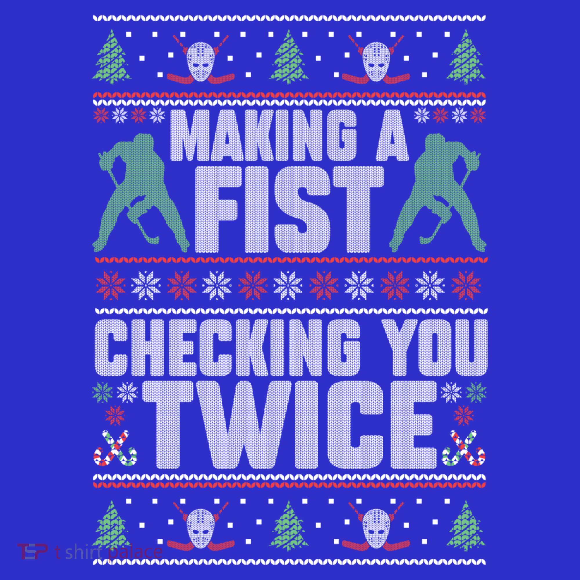 Making A Fist Checking You Twice Hockey Player Christmas Cool Gift Coaster