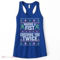 Making A Fist Checking You Twice Hockey Player Christmas Cool Gift Women's Tank Top thumb 0