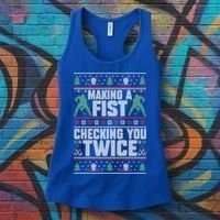Making A Fist Checking You Twice Hockey Player Christmas Cool Gift Women's Tank Top thumb 3