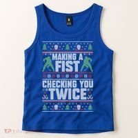 Making A Fist Checking You Twice Hockey Player Christmas Cool Gift Tank Top thumb 2