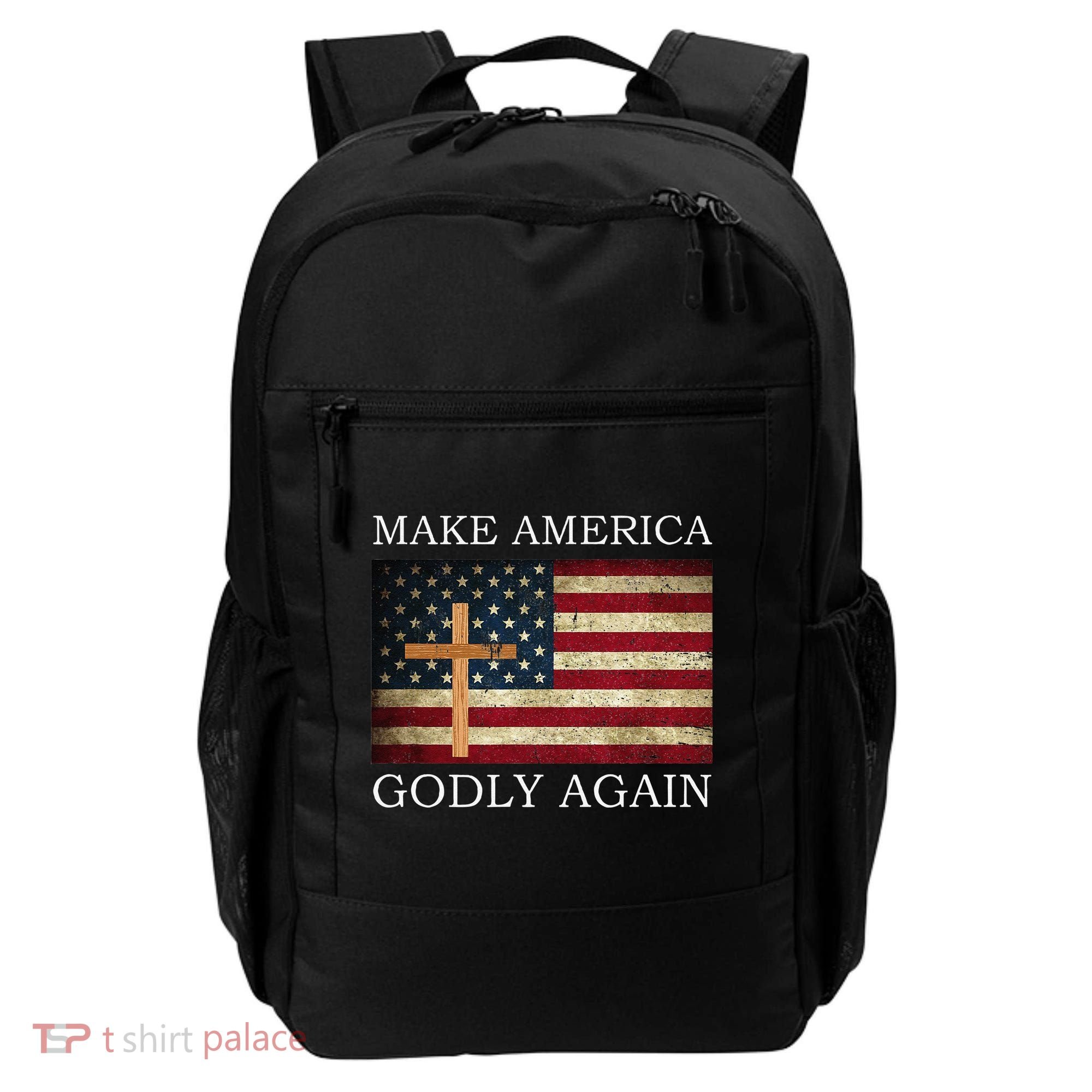 Make America Godly Again American Flag Cross Jesus Backpack