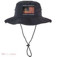 Make America Godly Again American Flag Cross Jesus Bucket Hat thumb 0