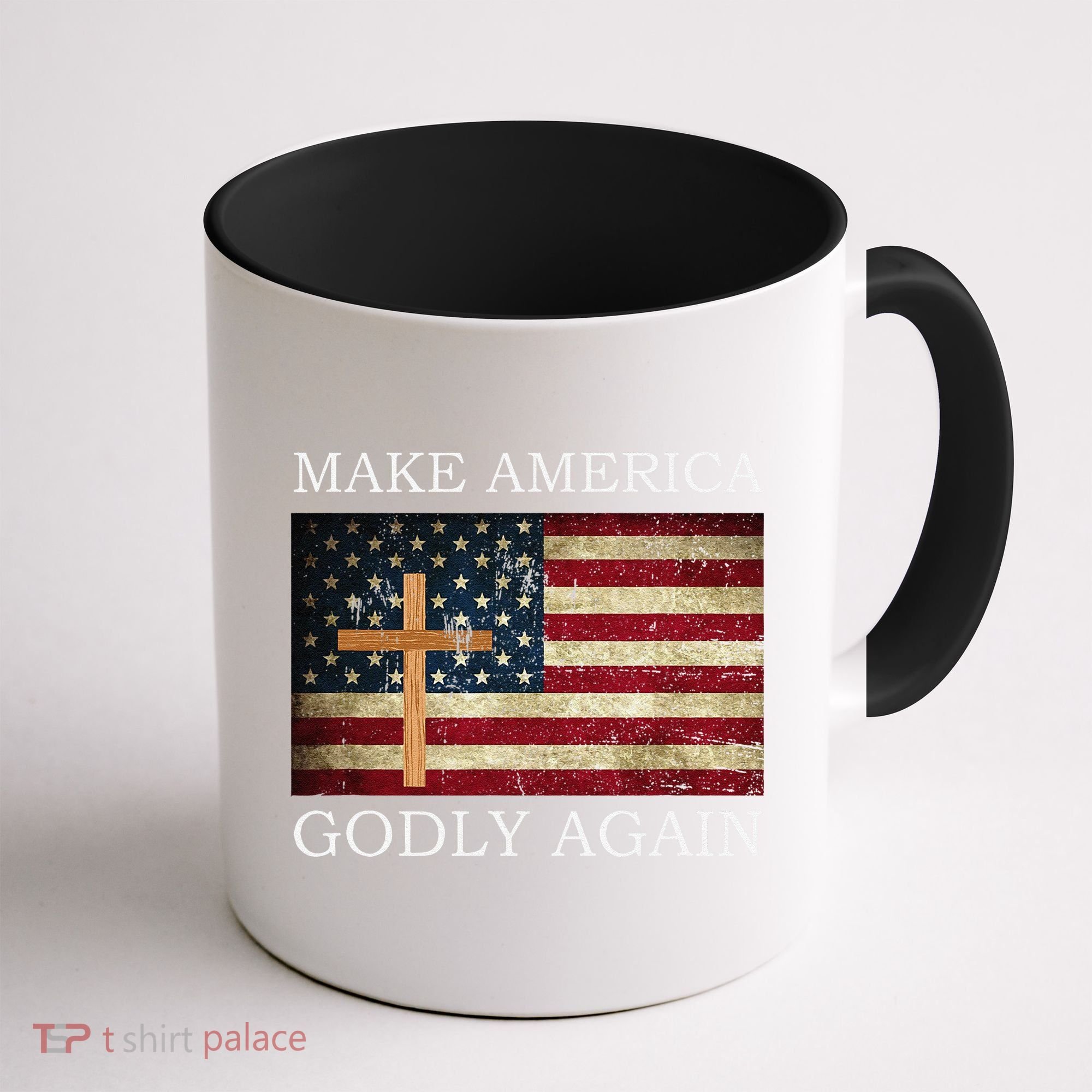Make America Godly Again American Flag Cross Jesus Coffee Mug