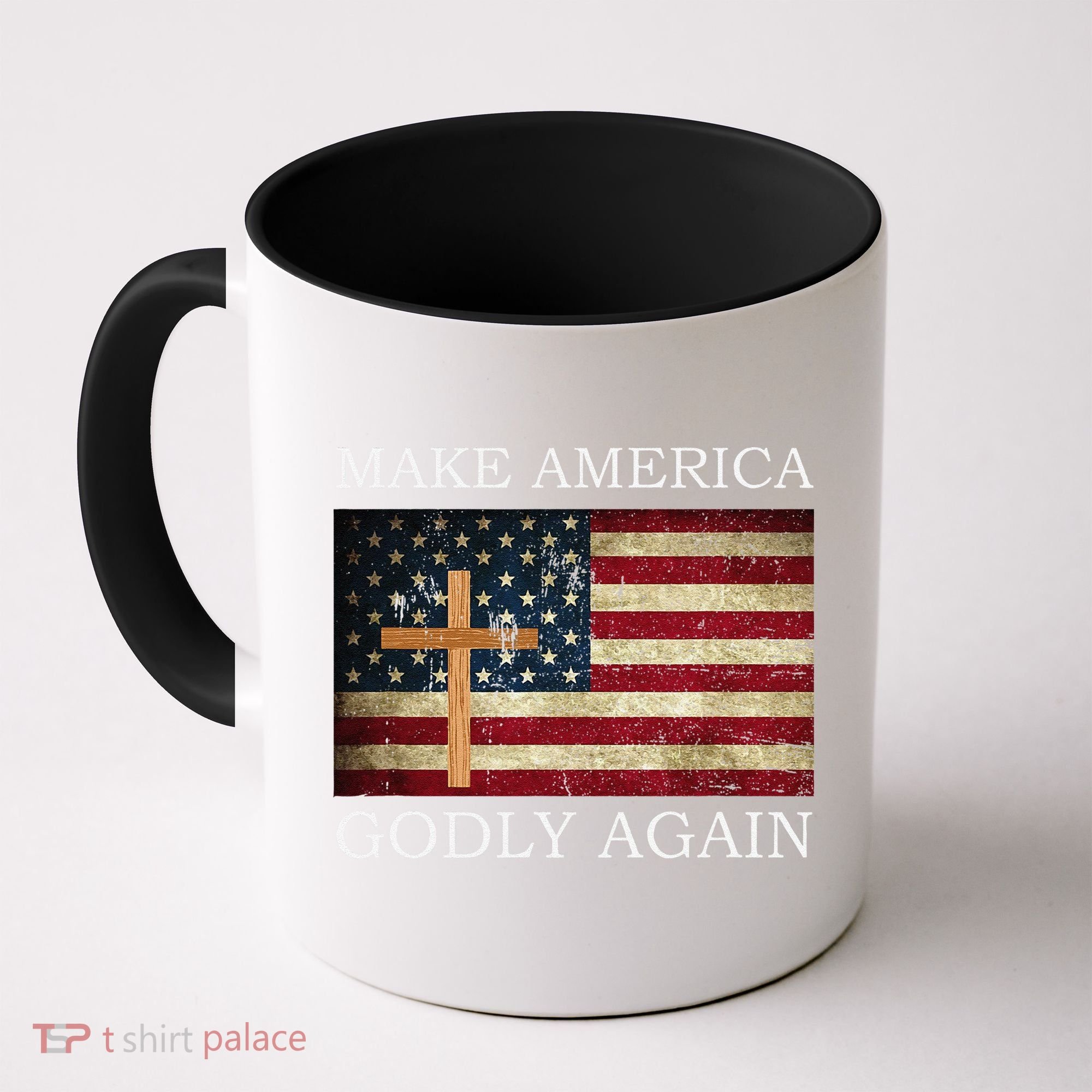 Make America Godly Again American Flag Cross Jesus Coffee Mug
