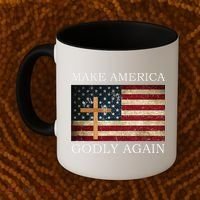 Make America Godly Again American Flag Cross Jesus Coffee Mug thumb 2
