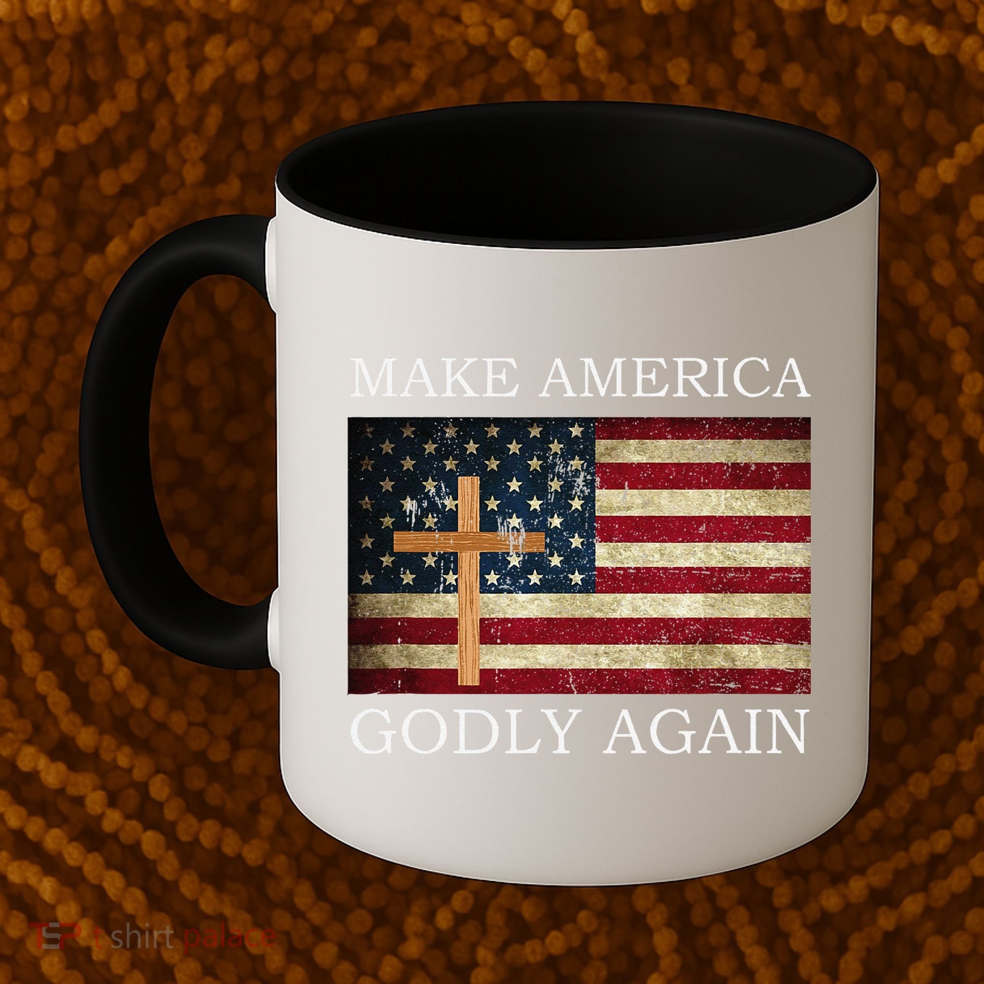 Make America Godly Again American Flag Cross Jesus Coffee Mug