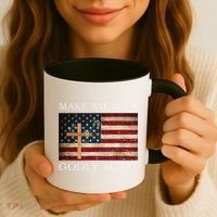 Make America Godly Again American Flag Cross Jesus Coffee Mug thumb 3