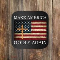 Make America Godly Again American Flag Cross Jesus Coaster thumb 0