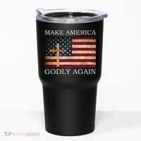 Make America Godly Again American Flag Cross Jesus Tumbler thumb 0