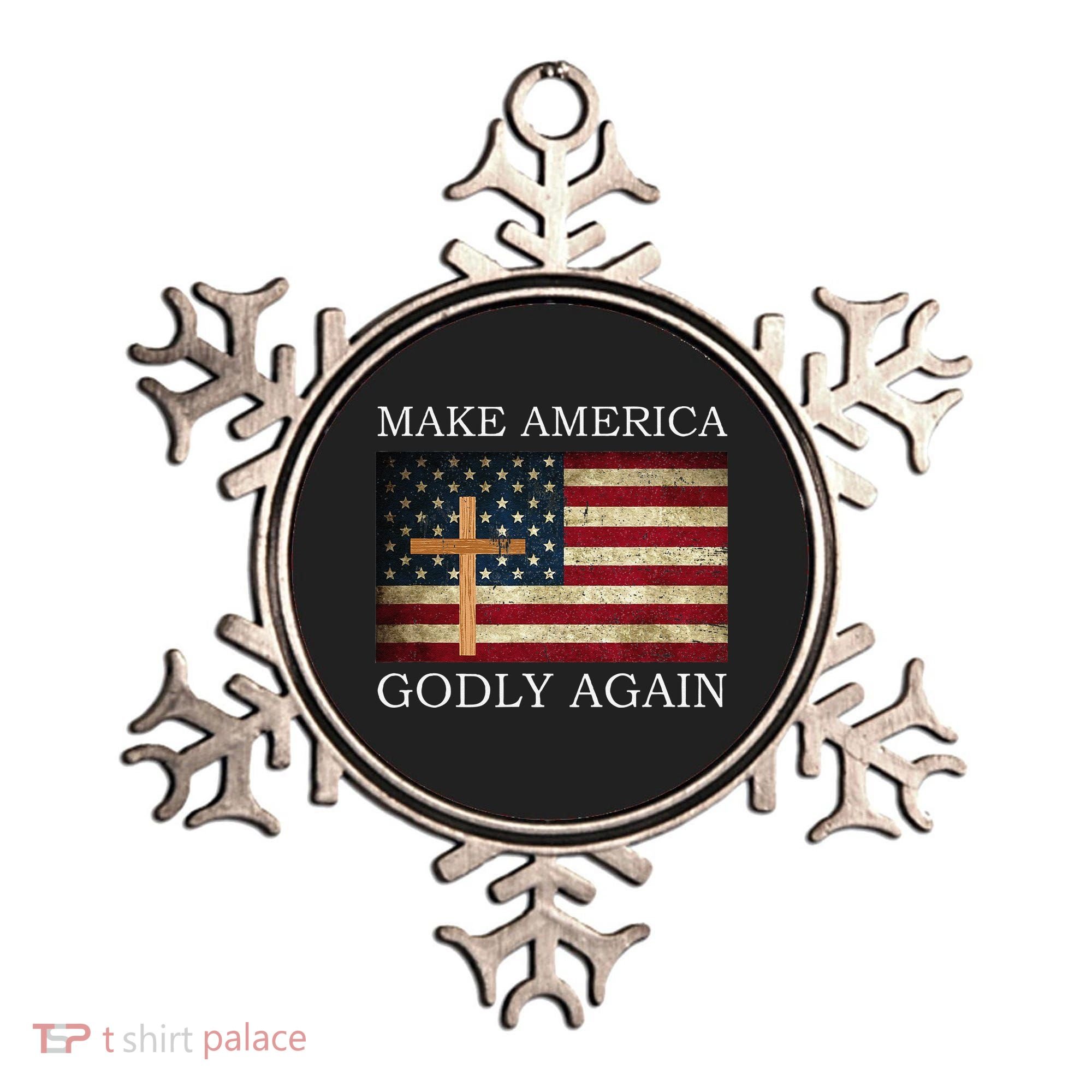 Make America Godly Again American Flag Cross Jesus Ornament
