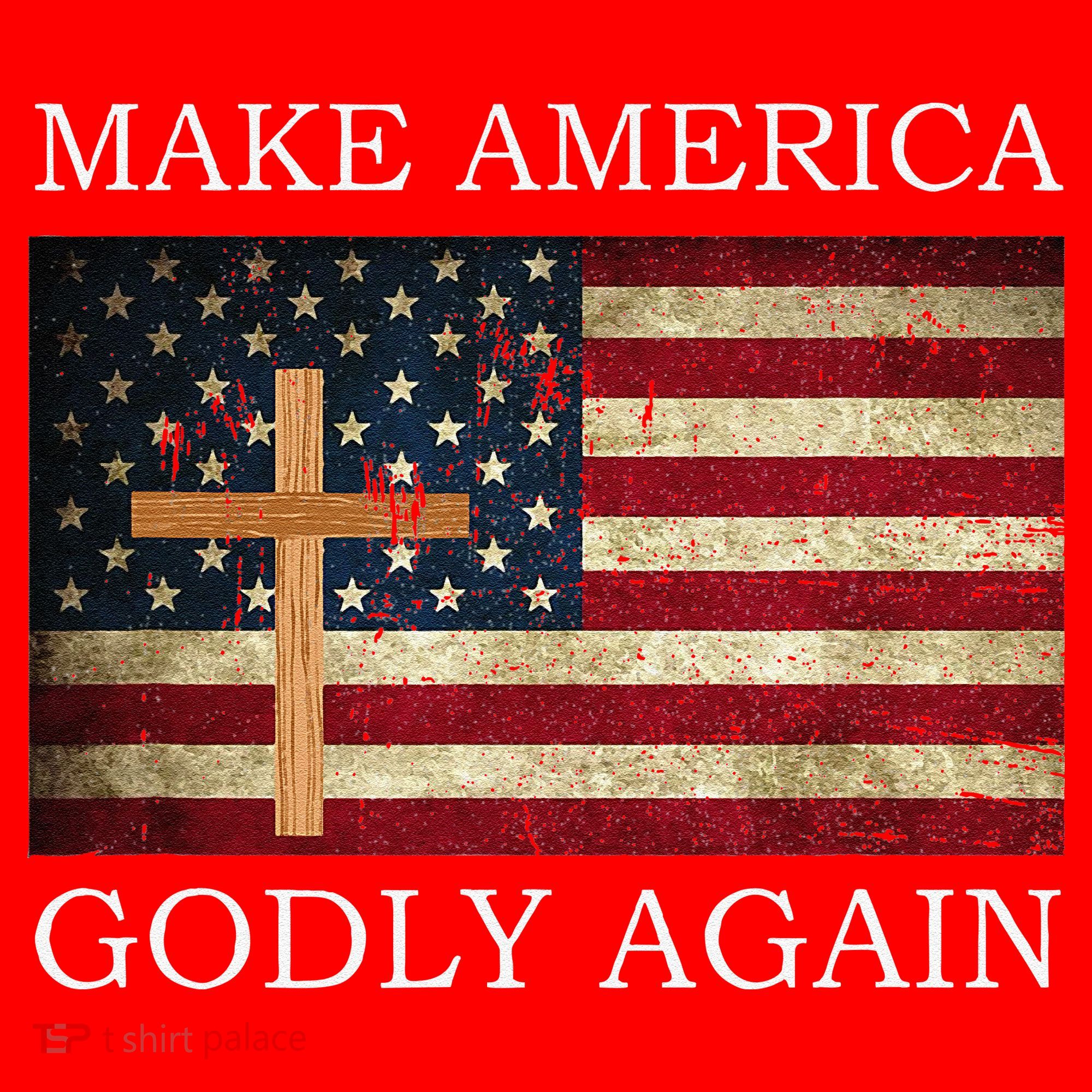 Make America Godly Again American Flag Cross Jesus Santa Hat