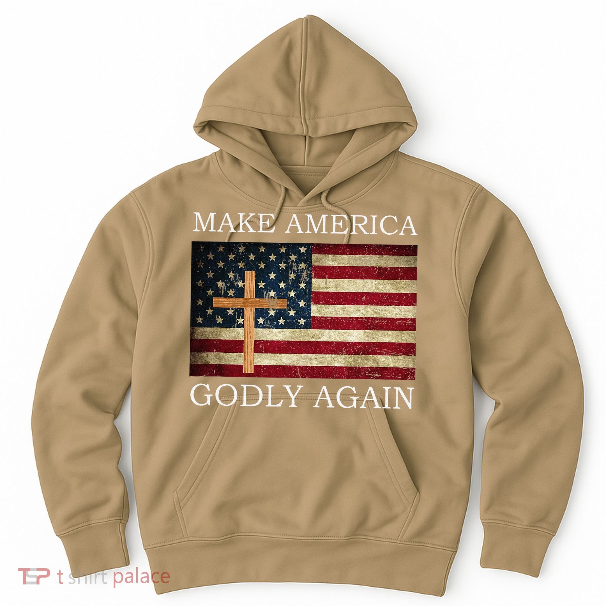 Make America Godly Again American Flag Cross Jesus Hoodie