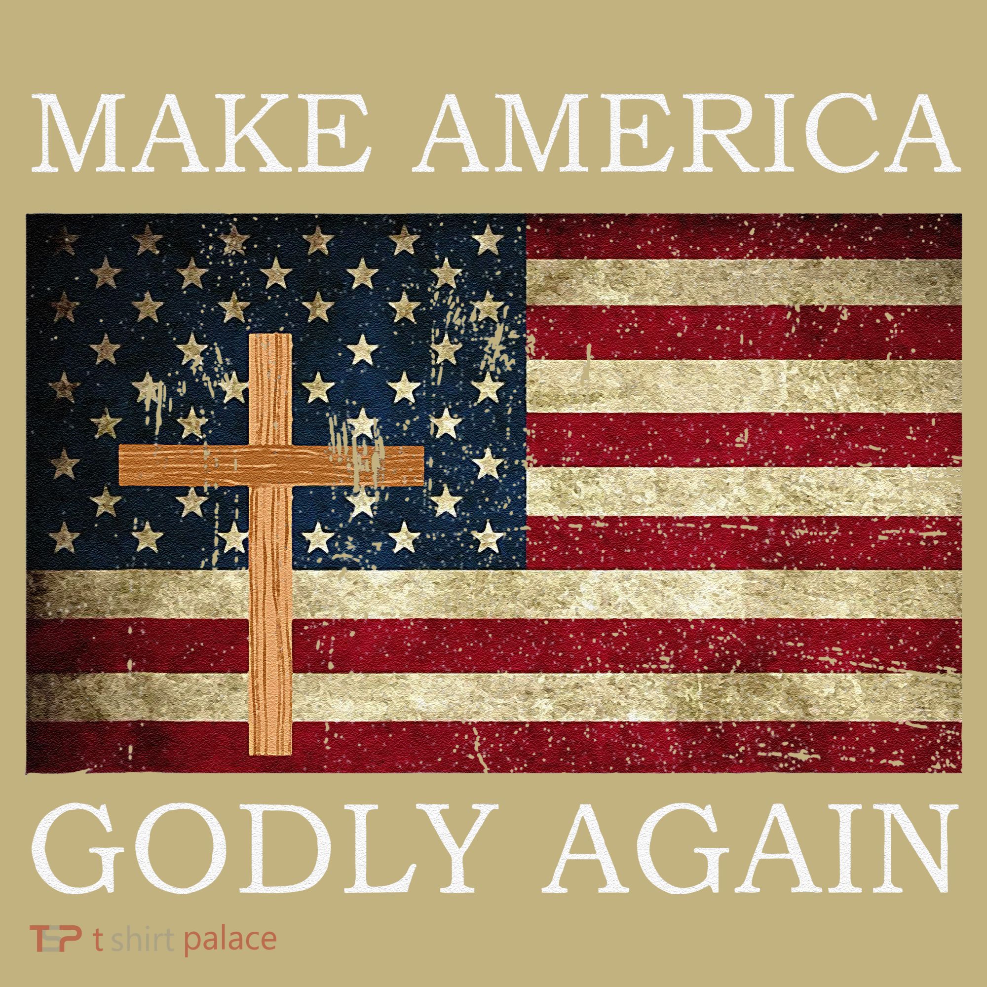 Make America Godly Again American Flag Cross Jesus Hoodie