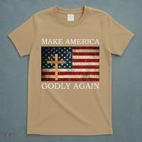 Make America Godly Again American Flag Cross Jesus T-Shirt thumb 5