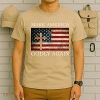 Make America Godly Again American Flag Cross Jesus T-Shirt thumb 6