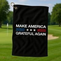 Make America Grateful Again Funny Patriotic Thanksgiving Usa Golf Towel thumb 1