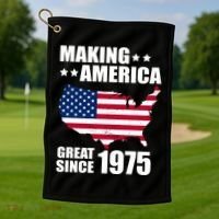 Making America Great Since 1975 Birthday Golf Towel thumb 1
