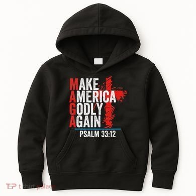 Make America Godly Again Psalm 33 12 Kids Hoodie