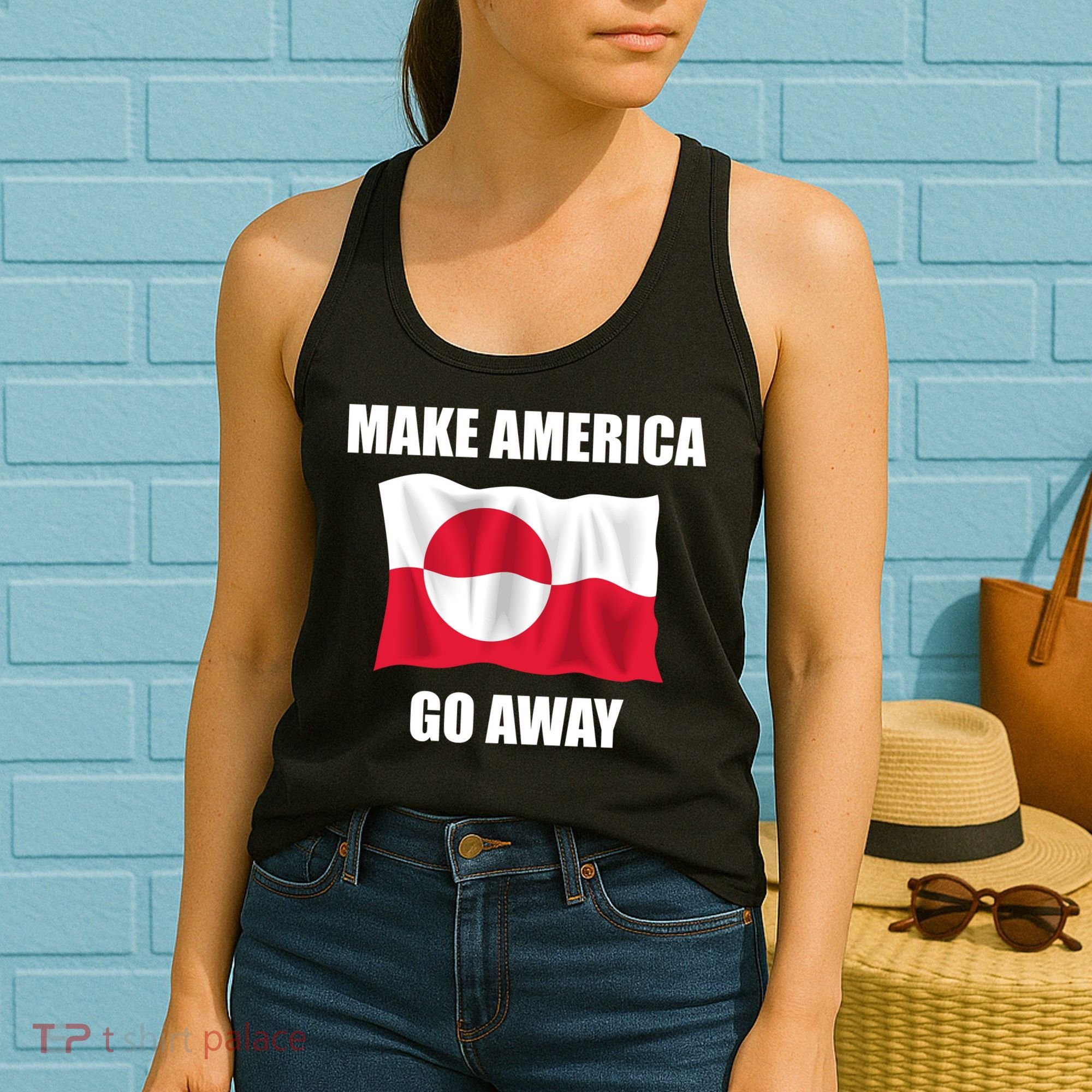 Make America Go Away Greenland Flag Anti Trump Women's Tank Top