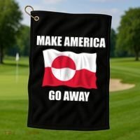 Make America Go Away Greenland Flag Anti Trump Golf Towel thumb 1