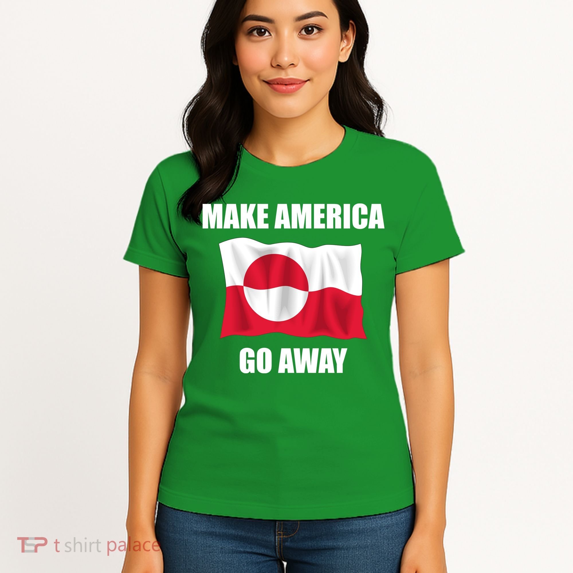 Make America Go Away Greenland Flag Anti Trump Women's T-Shirt