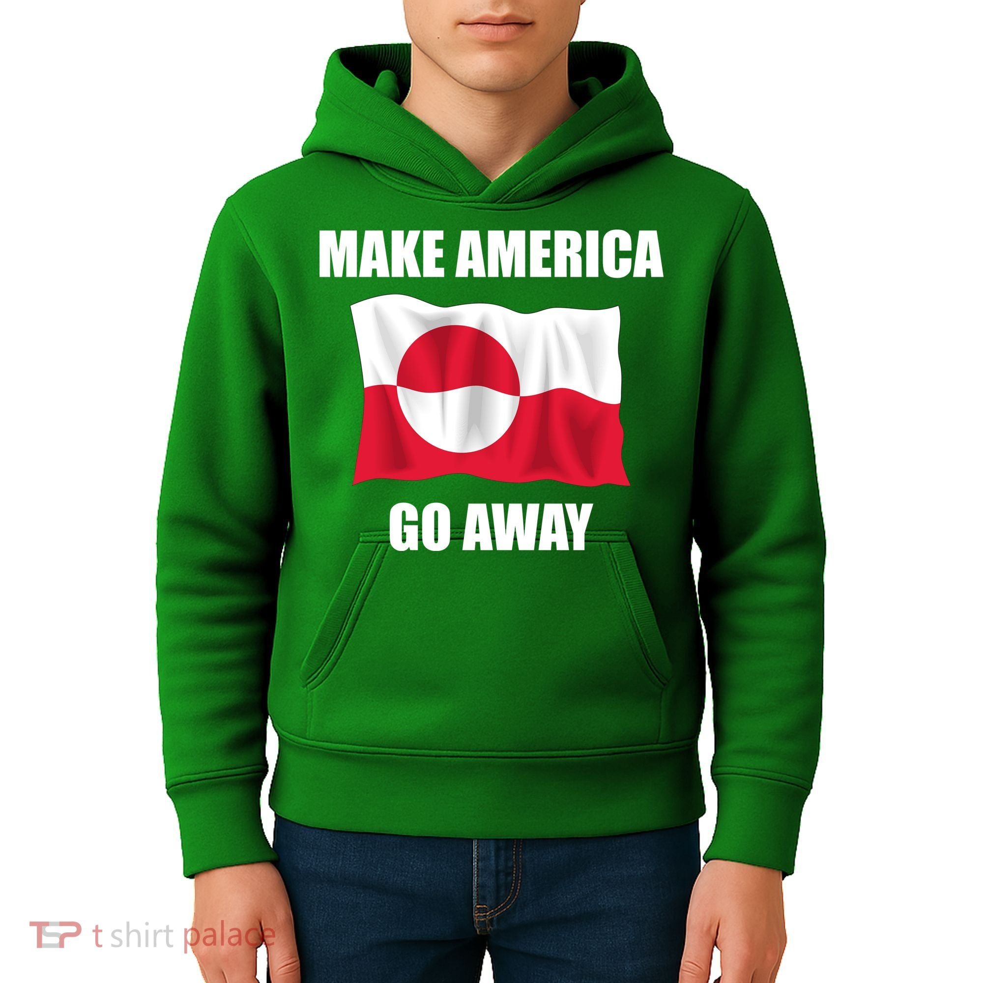 Make America Go Away Greenland Flag Anti Trump Kids Hoodie