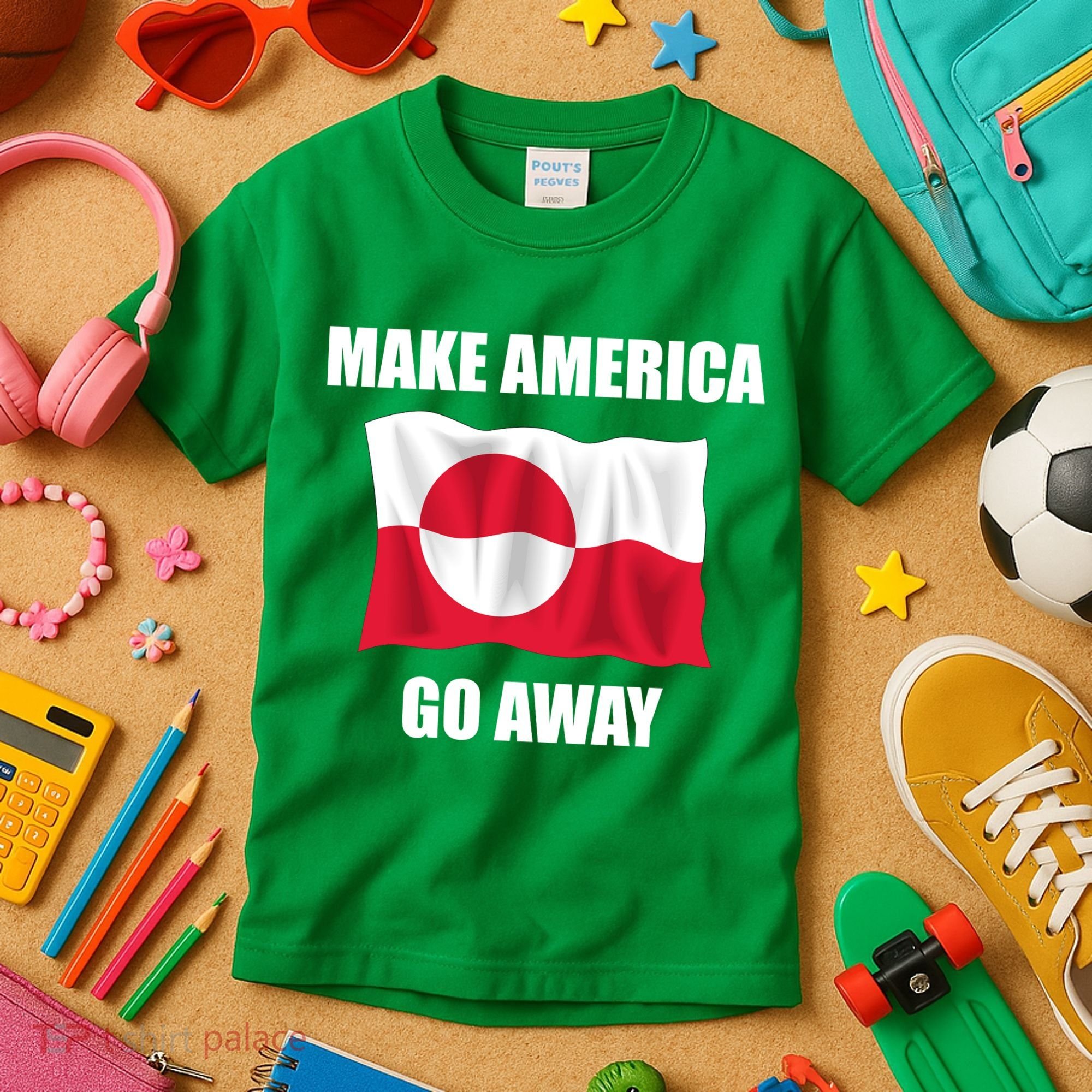 Make America Go Away Greenland Flag Anti Trump Kids T-Shirt