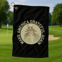 Make America Grateful Again Retro Uncle Sam Funny Golf Towel thumb 1
