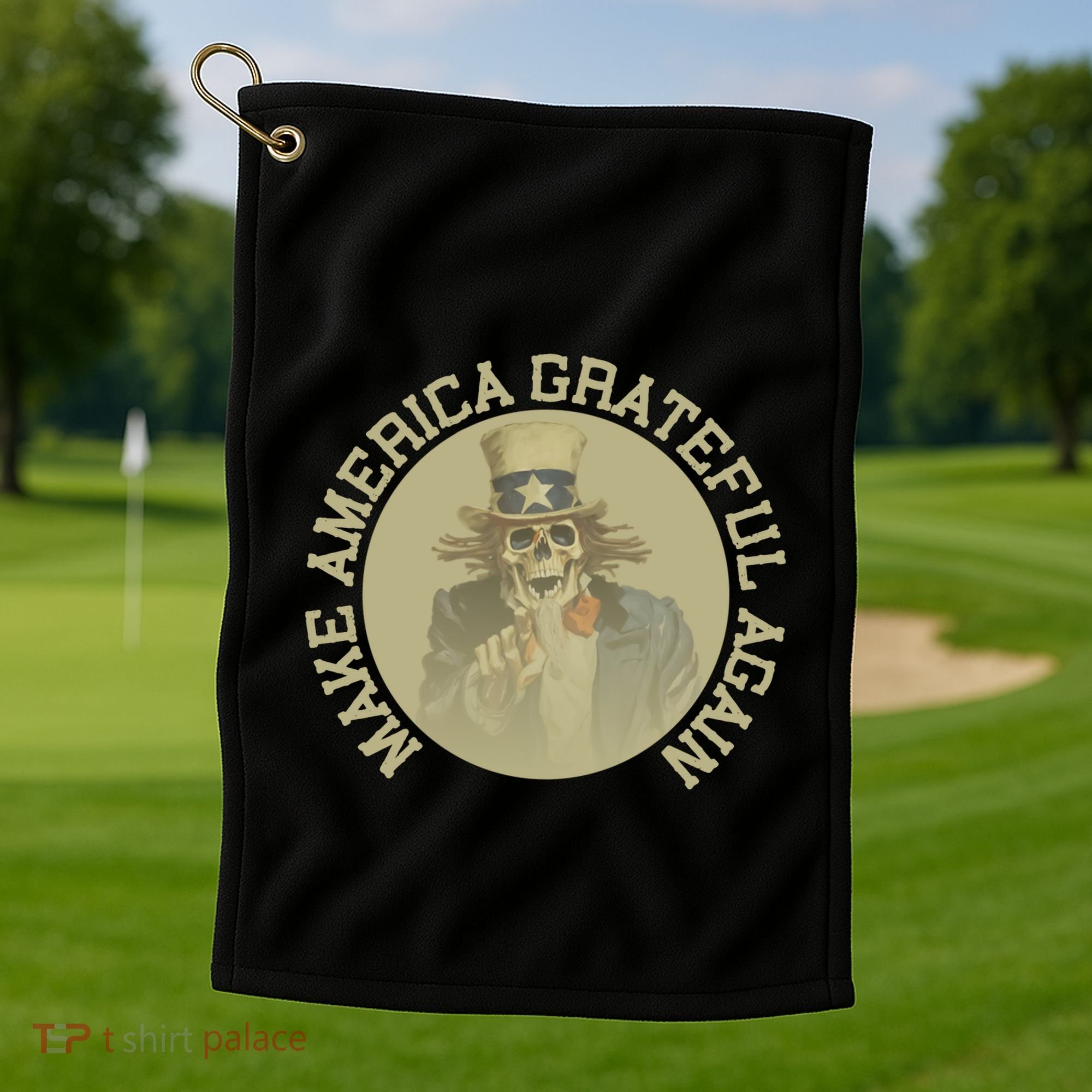 Make America Grateful Again Retro Uncle Sam Funny Golf Towel