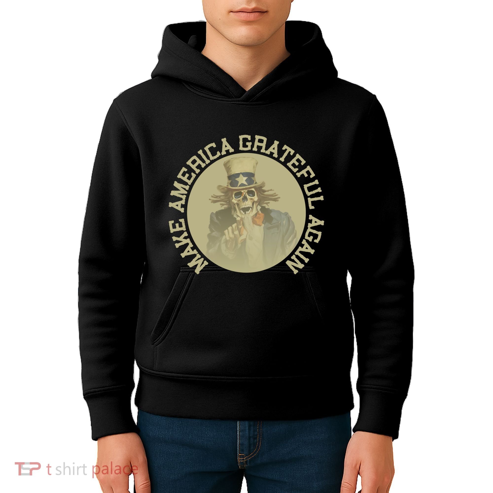 Make America Grateful Again Retro Uncle Sam Funny Kids Hoodie