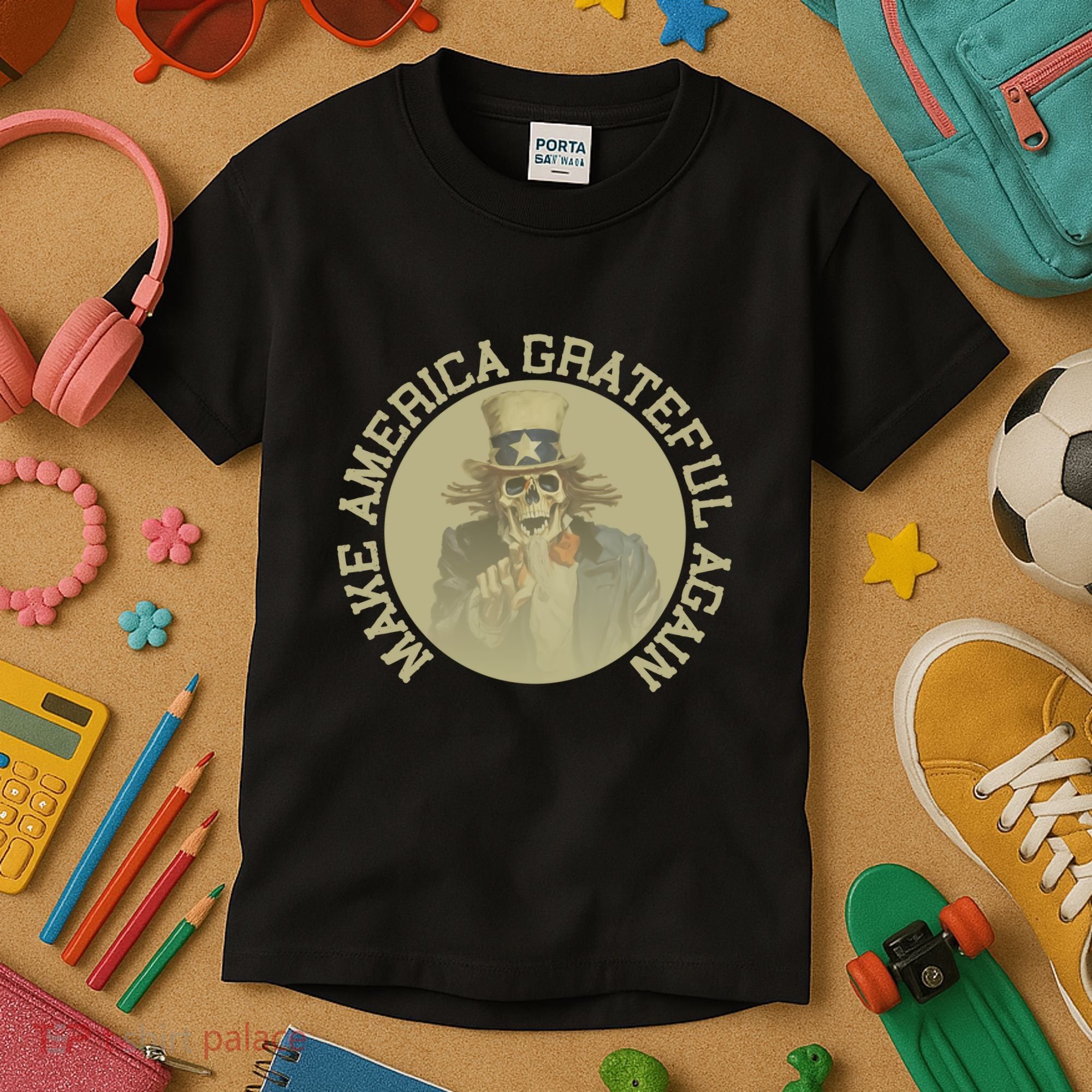 Make America Grateful Again Retro Uncle Sam Funny Kids T-Shirt