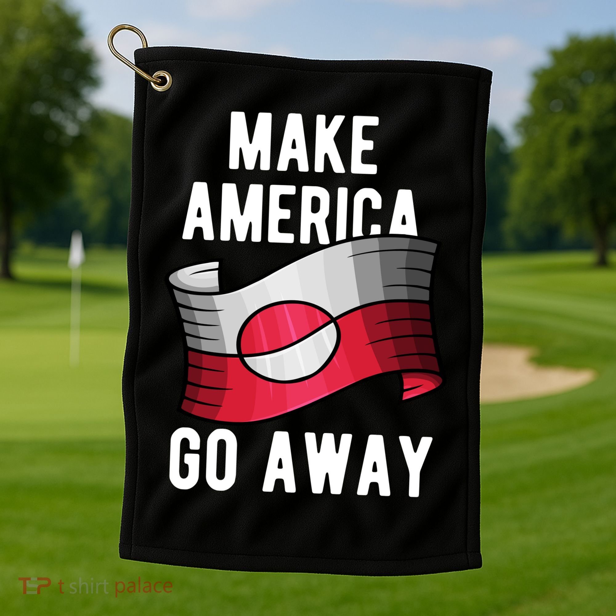 Make America Go Away MAGA Greenland Flag Golf Towel