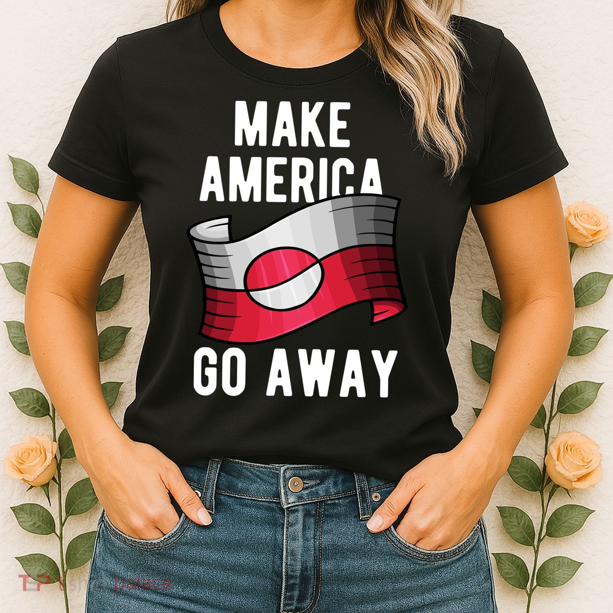 Make America Go Away MAGA Greenland Flag Women's T-Shirt