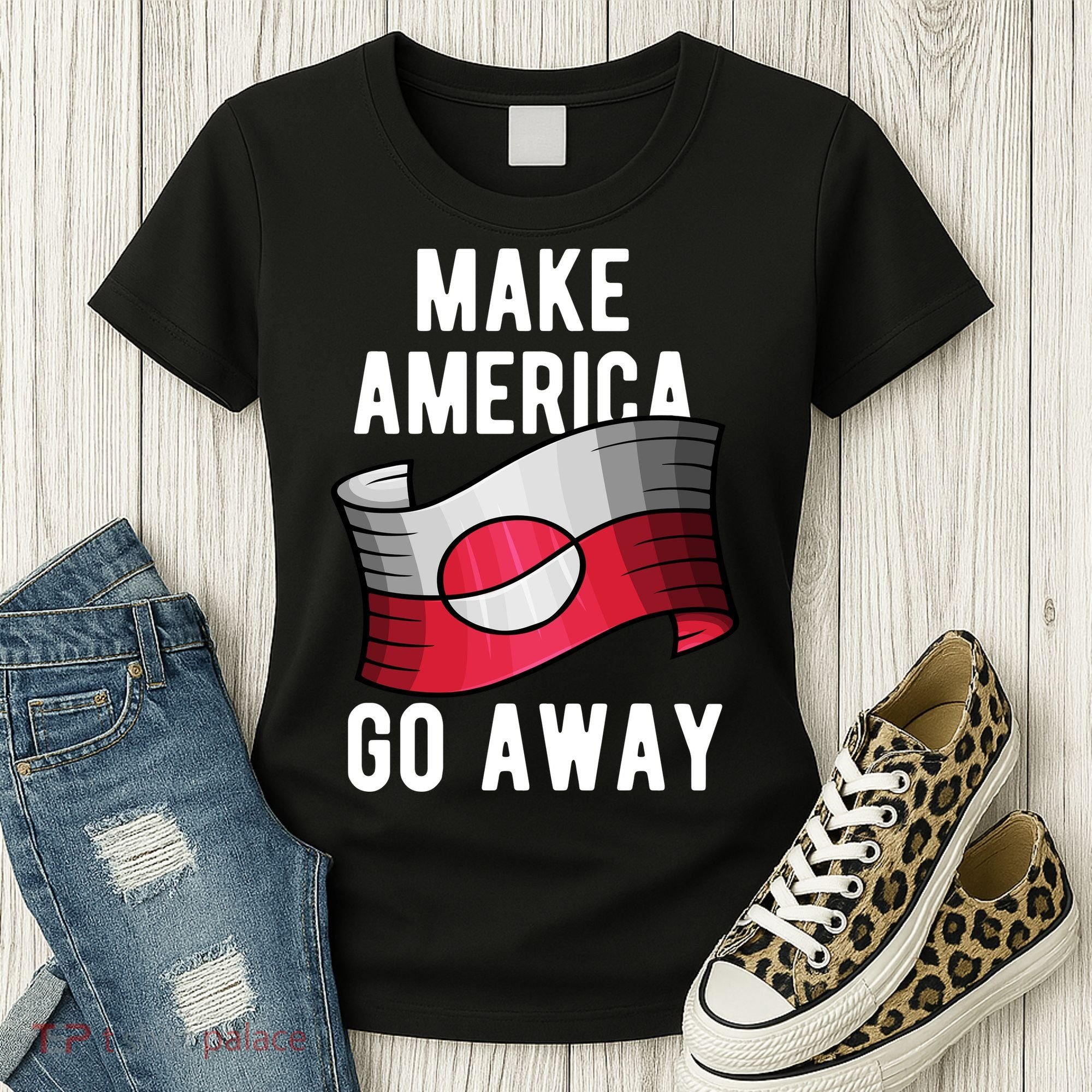 Make America Go Away MAGA Greenland Flag Women's T-Shirt