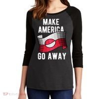 Make America Go Away MAGA Greenland Flag Women's Tri-Blend 3/4-Sleeve Raglan Shirt thumb 2