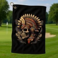 Mictlantecuhtli Aztec God Of Death Skull Golf Towel thumb 1