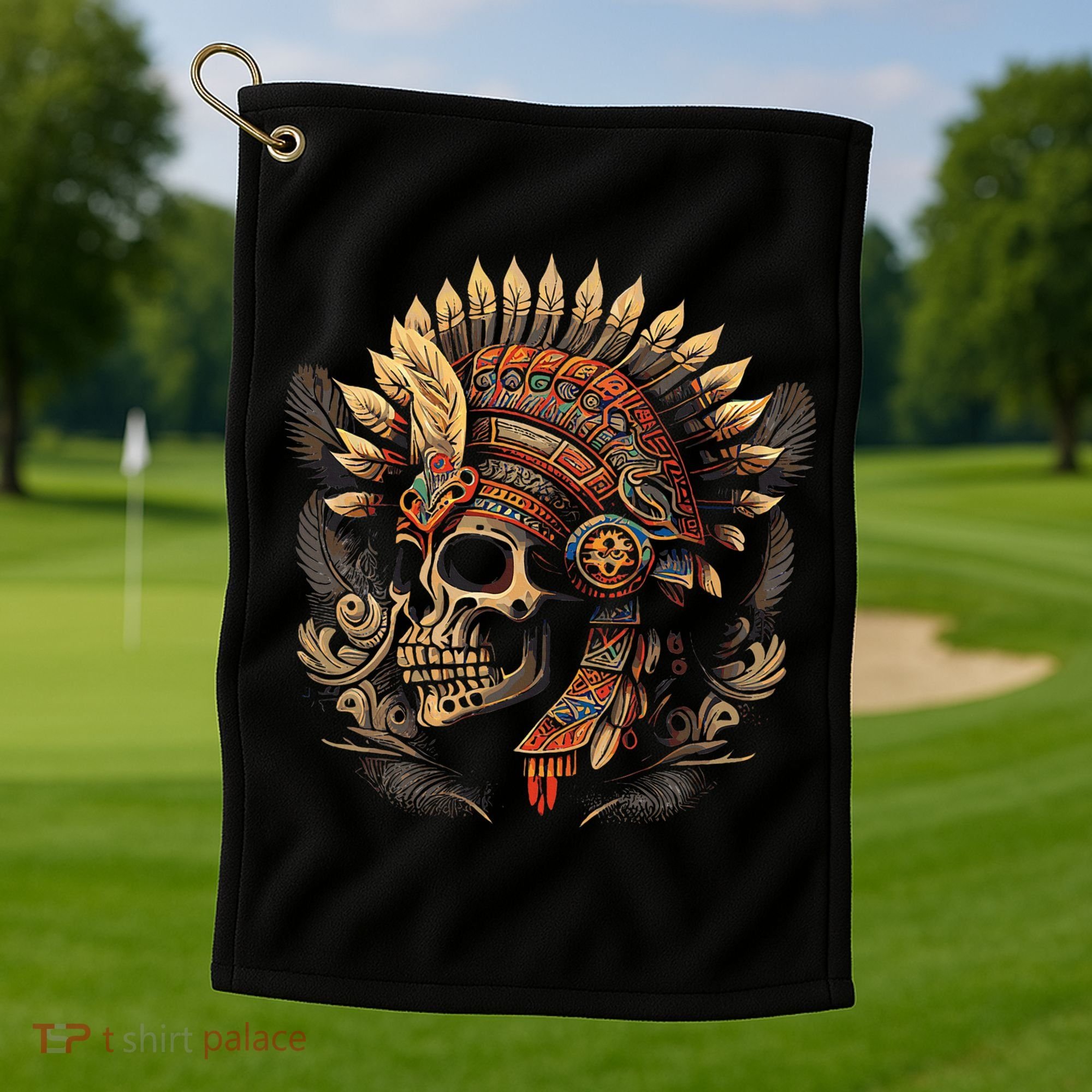 Mictlantecuhtli Aztec God Of Death Skull Golf Towel