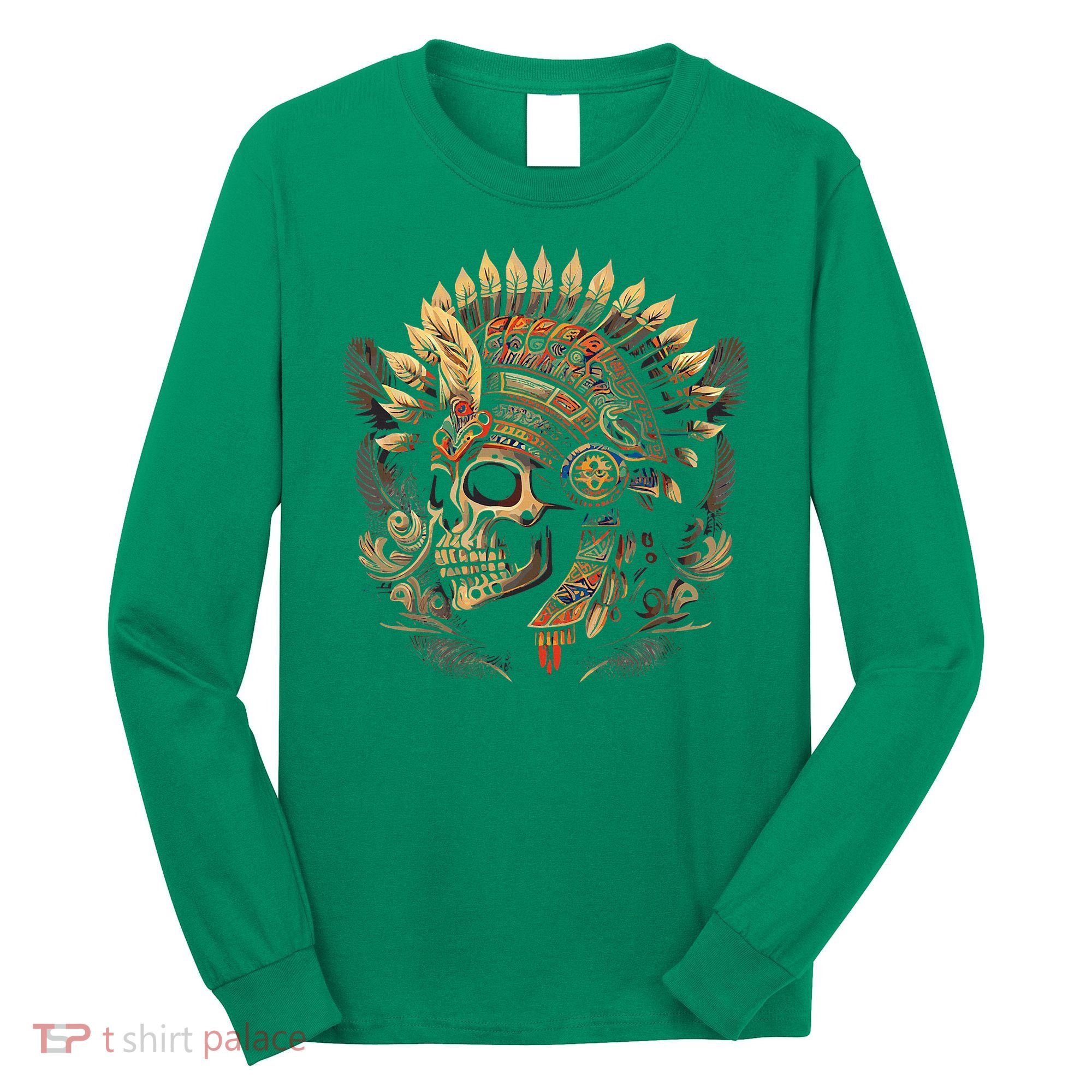 Mictlantecuhtli Aztec God Of Death Skull Long Sleeve Shirt