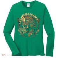 Mictlantecuhtli Aztec God Of Death Skull Women's Long Sleeve Shirt thumb 0