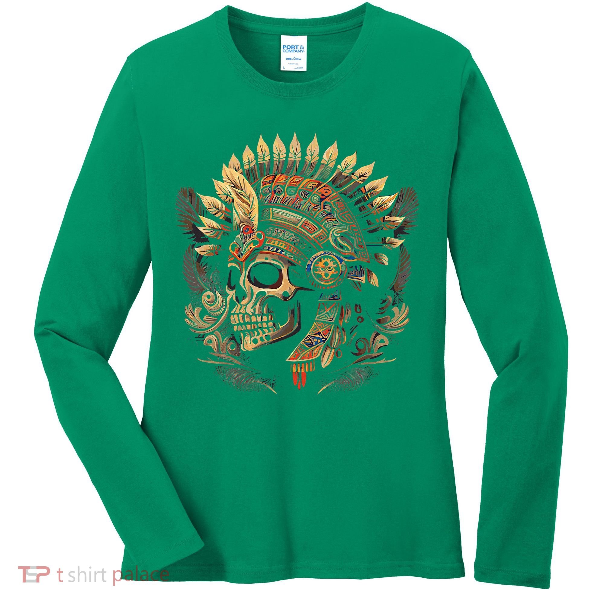 Mictlantecuhtli Aztec God Of Death Skull Women's Long Sleeve Shirt