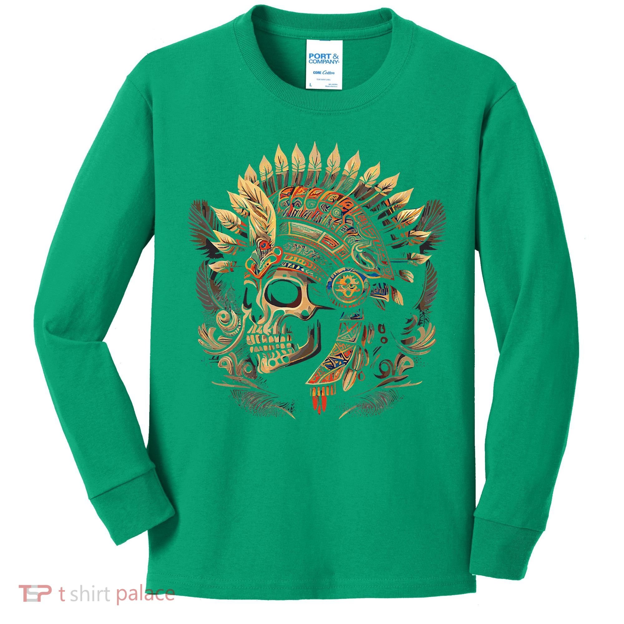 Mictlantecuhtli Aztec God Of Death Skull Kids Long Sleeve Shirt