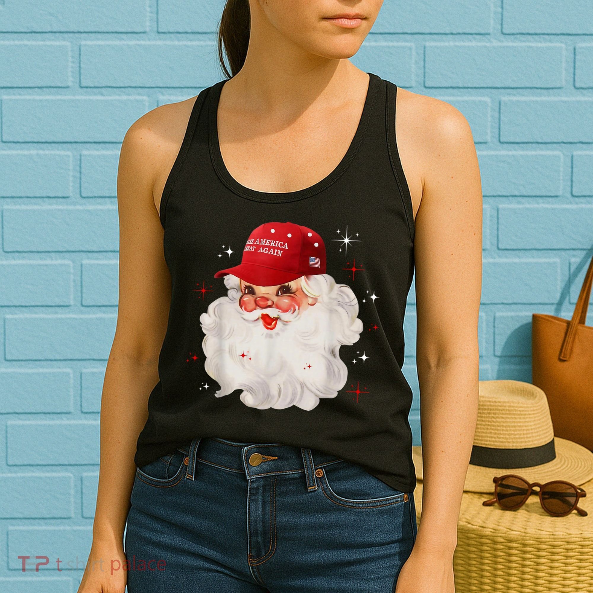 Make America Great Again Pro Trump Santa Christmas Women's Tank Top