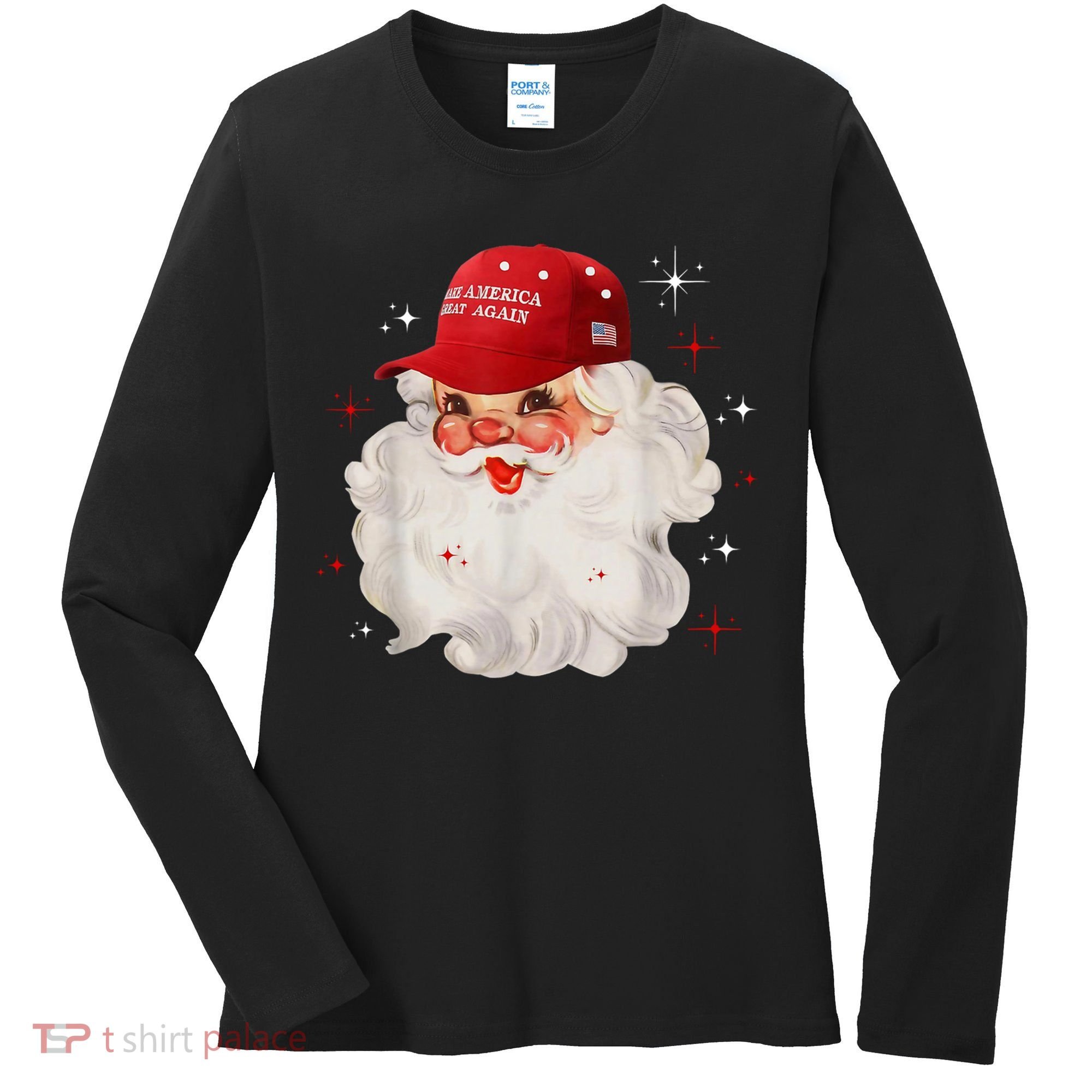 Make America Great Again Pro Trump Santa Christmas Women's Long Sleeve Shirt
