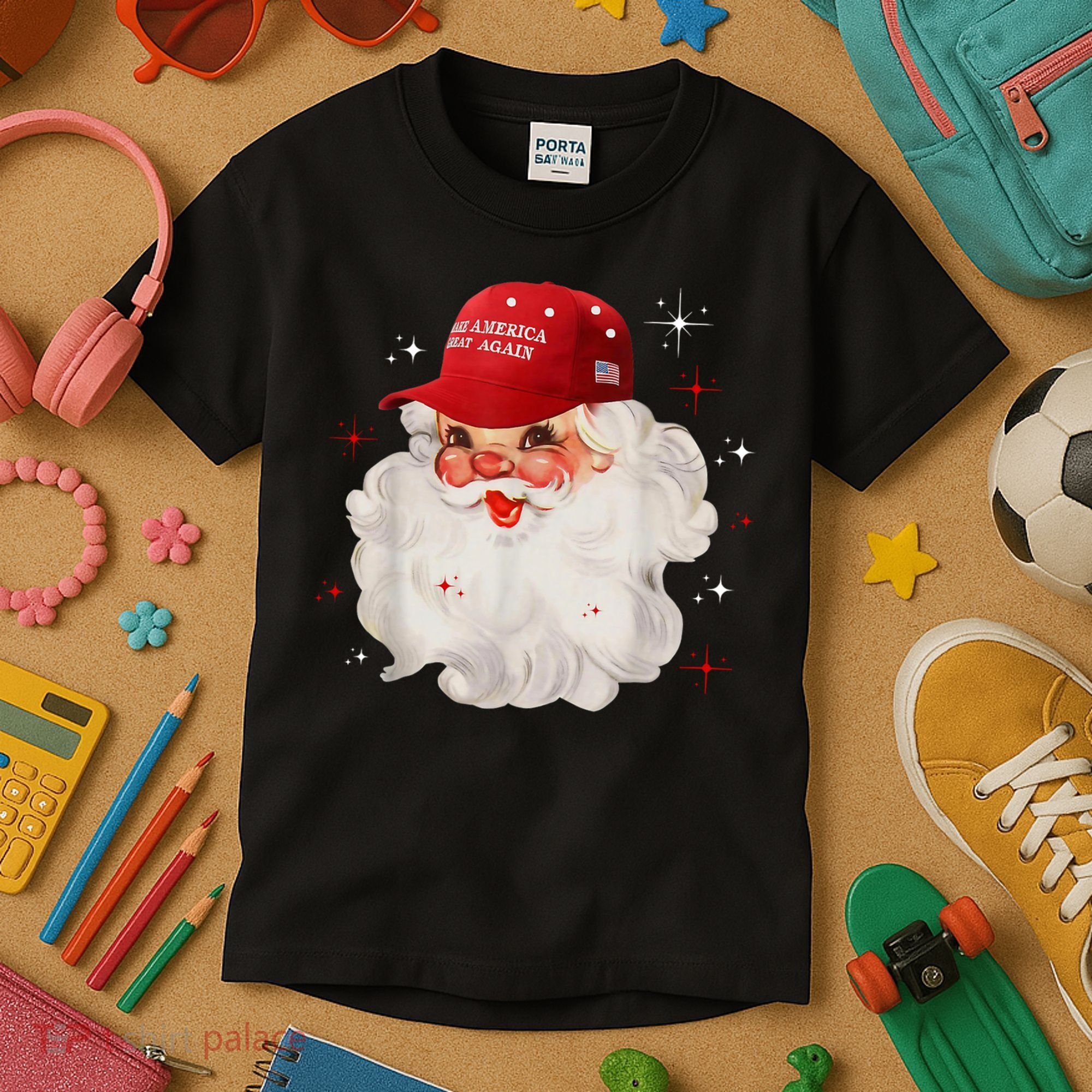 Make America Great Again Pro Trump Santa Christmas Kids T-Shirt