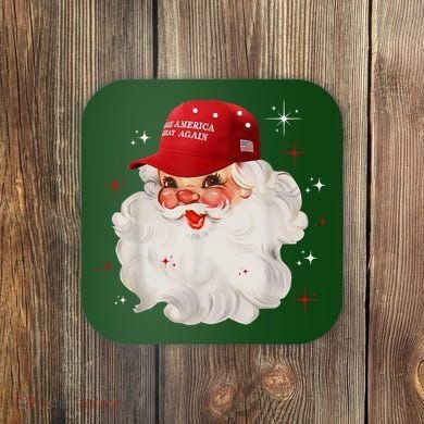 Make America Great Again Pro Trump Santa Christmas Coaster