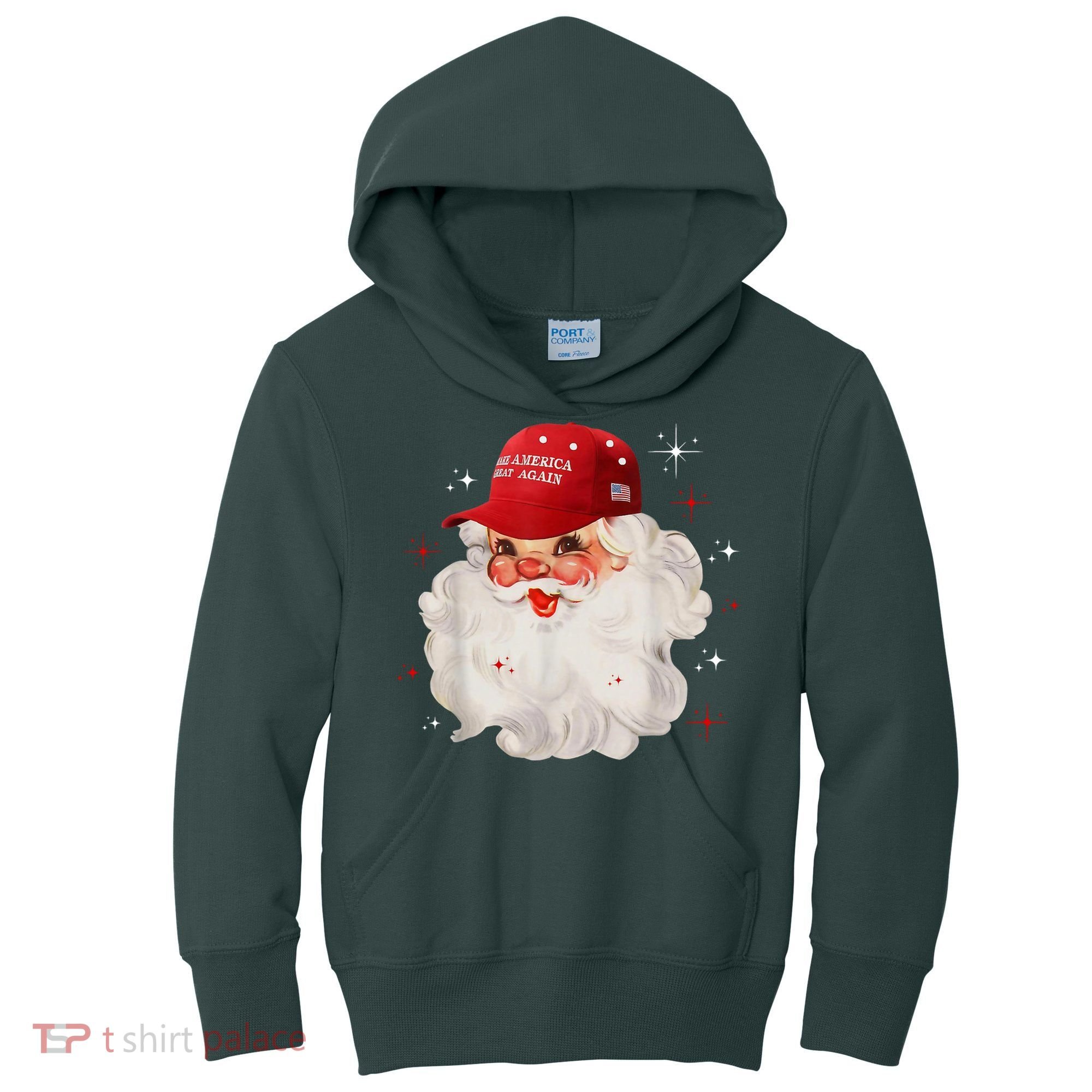 Make America Great Again Pro Trump Santa Christmas Kids Hoodie