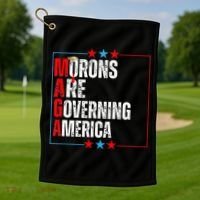 Morons Are Governing America Anti Trump Political Golf Towel thumb 1